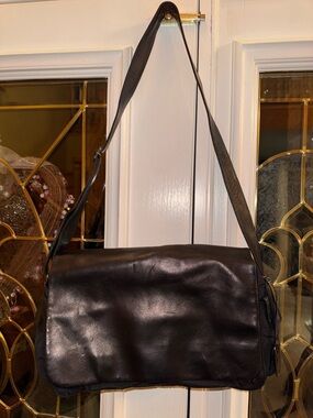 Donna Karan Black Leather Crossbody Messenger Bag